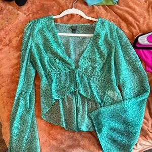 Flowy green floral top